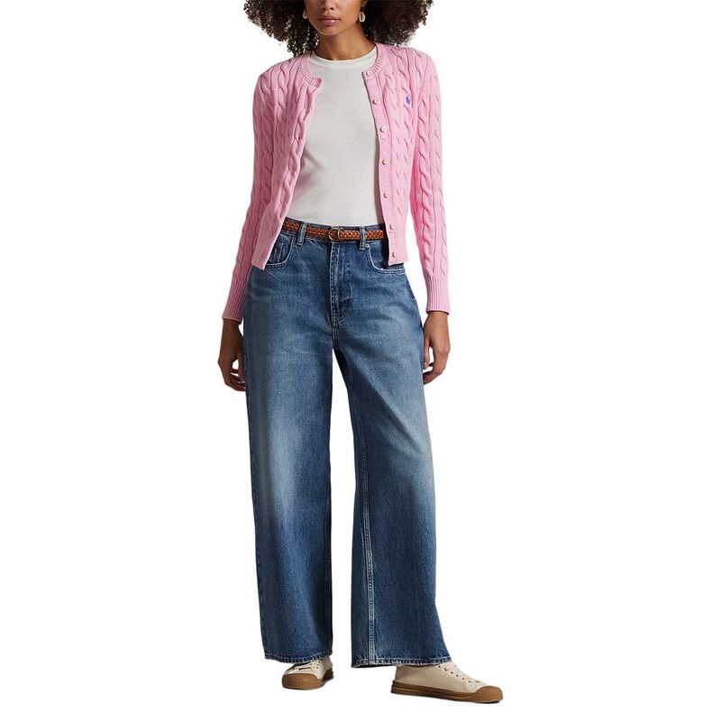 Polo Ralph Lauren Cable Knit Cotton Crewneck Cardigan image number 3